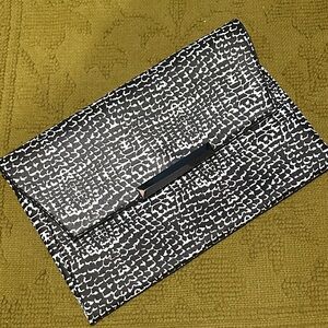Sole Society Black/White Snake Print Large Clutch
